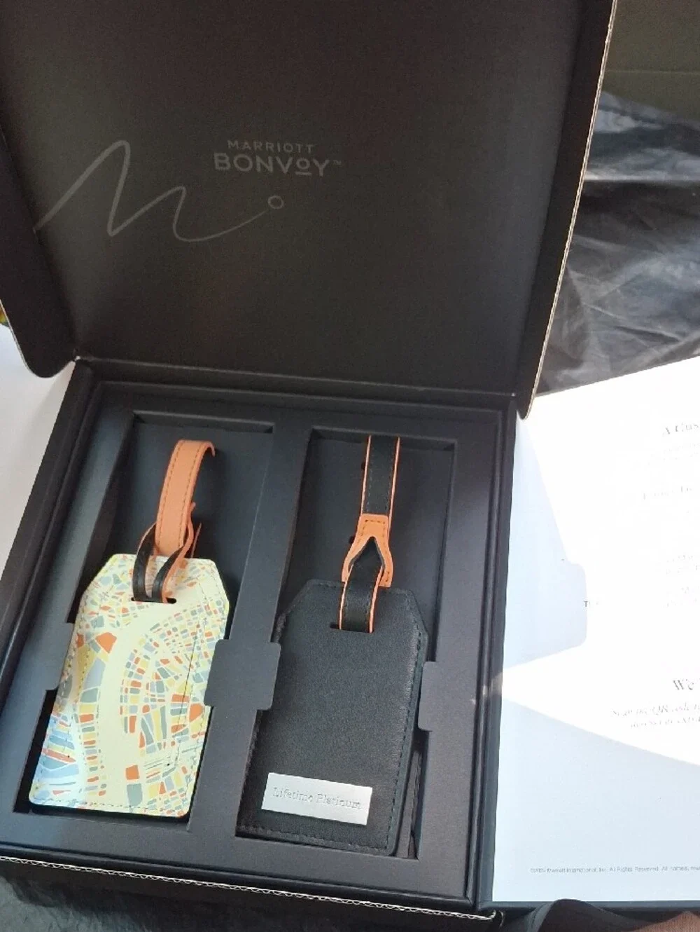 Men's Luggage Tag Set - Orange & Black